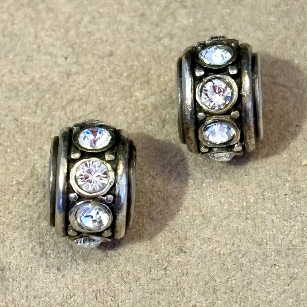🆕Listing Two Brighton Glam Spacer beads Silver with clear round crystals Retired